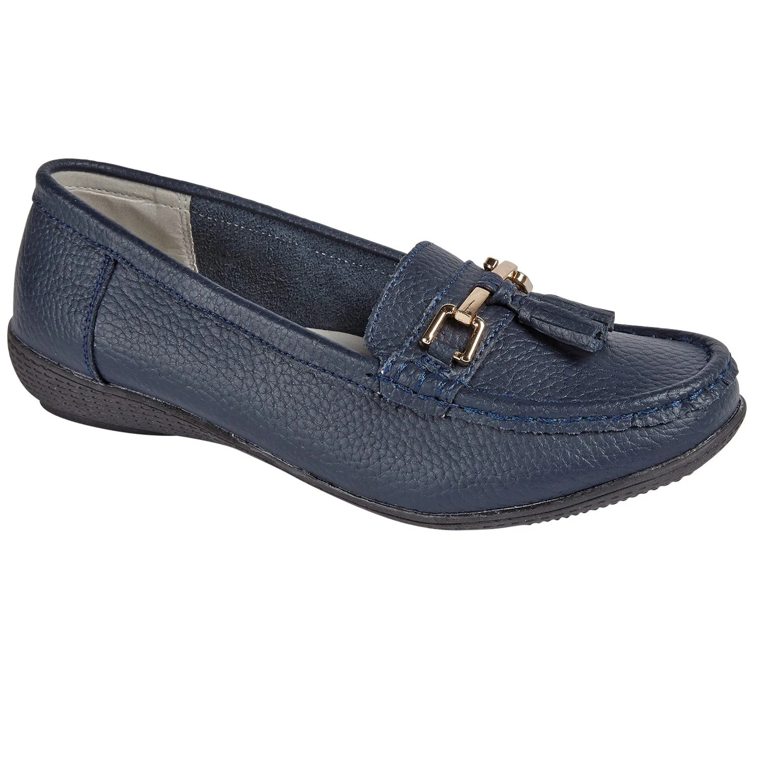 JO JOE Ladies Navy Wide Fit Leather Tassel Loafer Shoe NAUTICAL